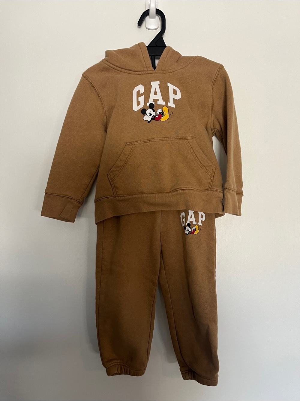 GAP Kids Tan Sweatshirt & Joggers Set with Mickey Graphic